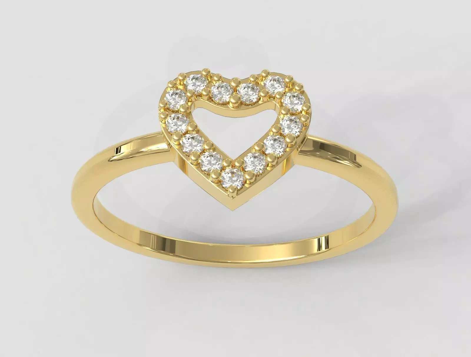 Heart Diamond RIng 3D print model_0
