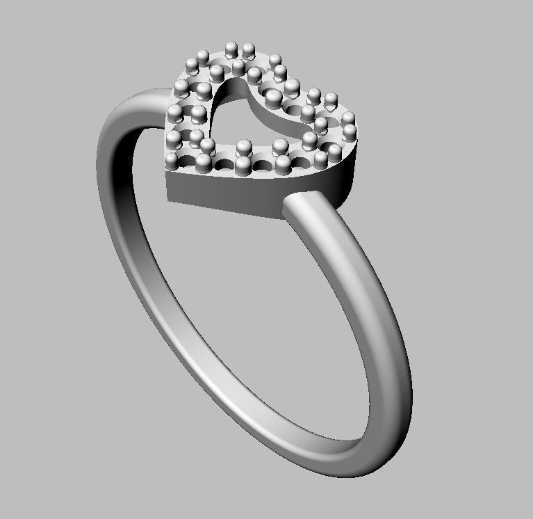 Heart Diamond RIng 3D print model_19