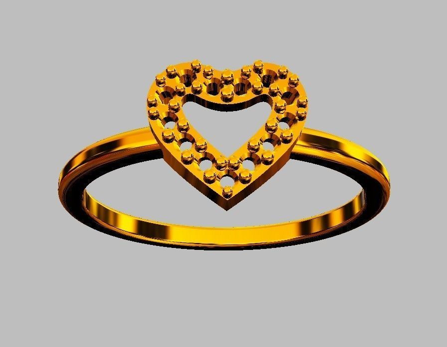 Heart Diamond RIng 3D print model_6