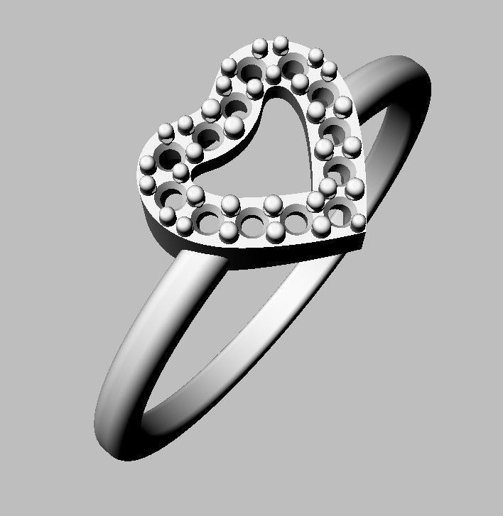 Heart Diamond RIng 3D print model_22