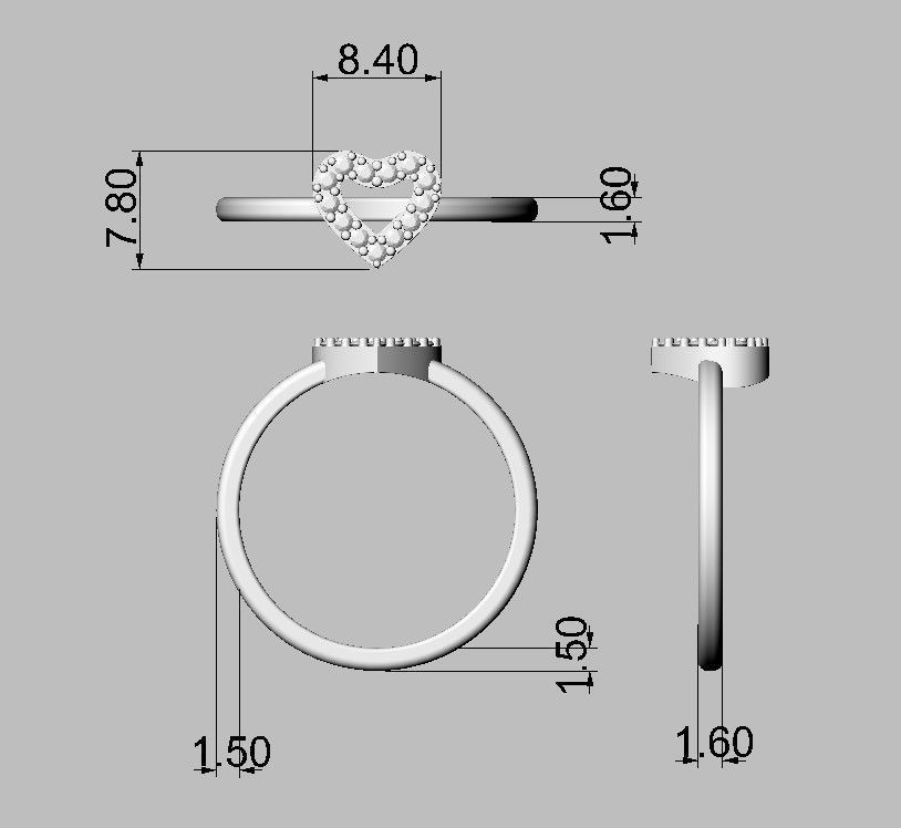 Heart Diamond RIng 3D print model_3