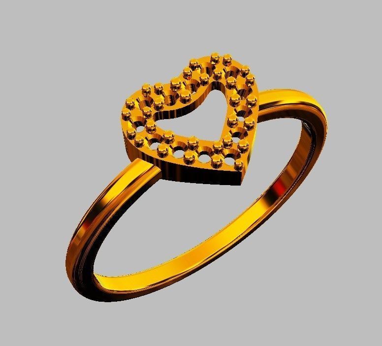 Heart Diamond RIng 3D print model_7