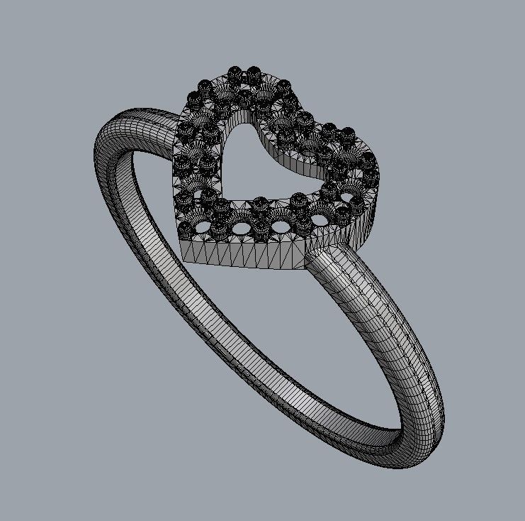 Heart Diamond RIng 3D print model_13