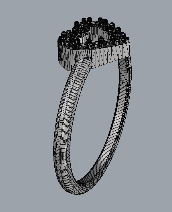 Heart Diamond RIng 3D print model_15