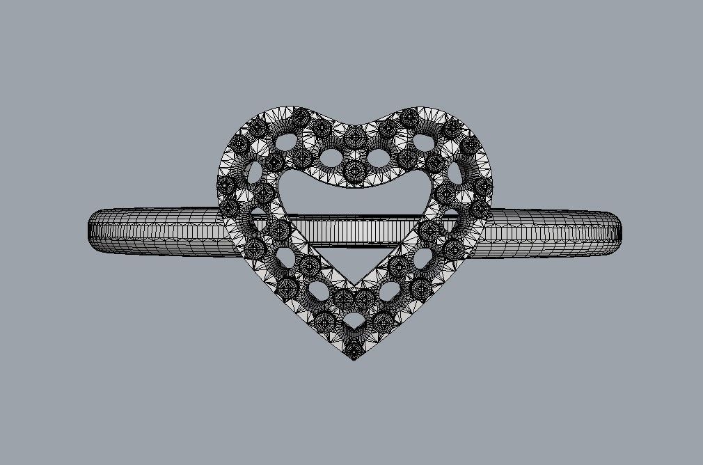 Heart Diamond RIng 3D print model_16
