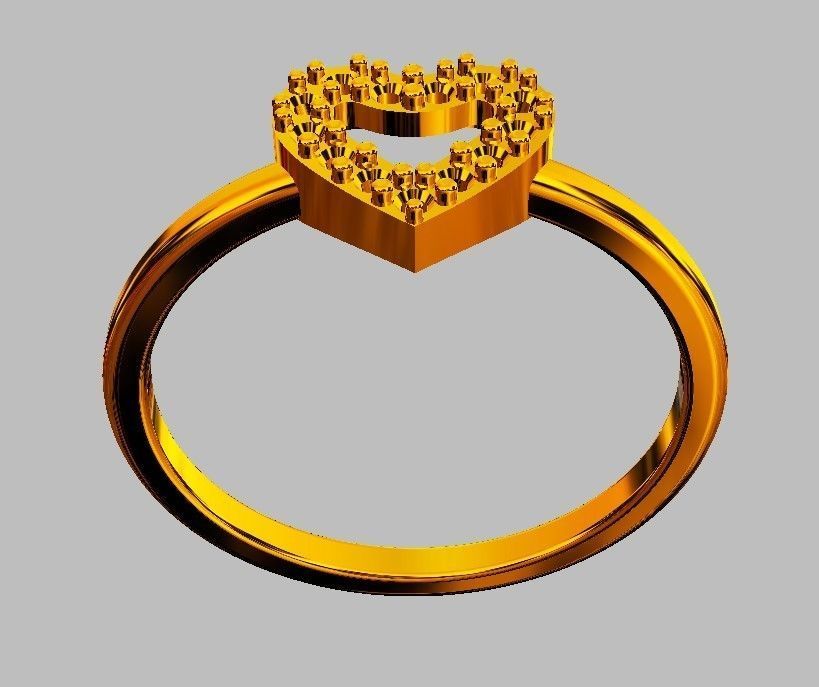 Heart Diamond RIng 3D print model_8