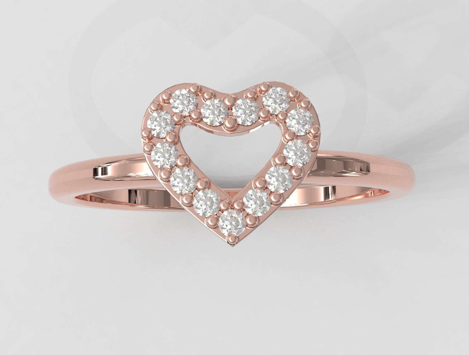 Heart Diamond RIng 3D print model_2