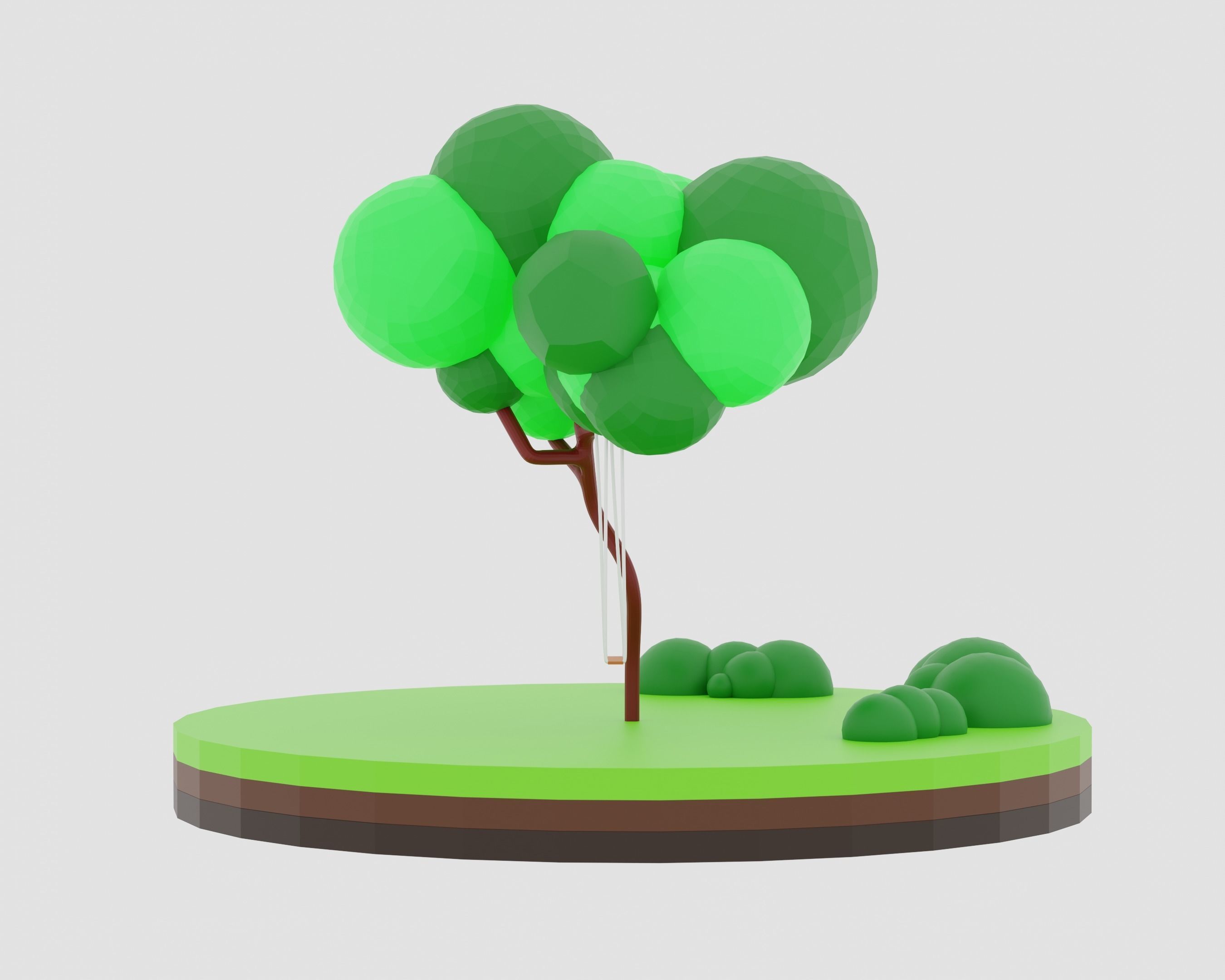 Low-Poly Tree Swing Scene Free low-poly 3D model_2