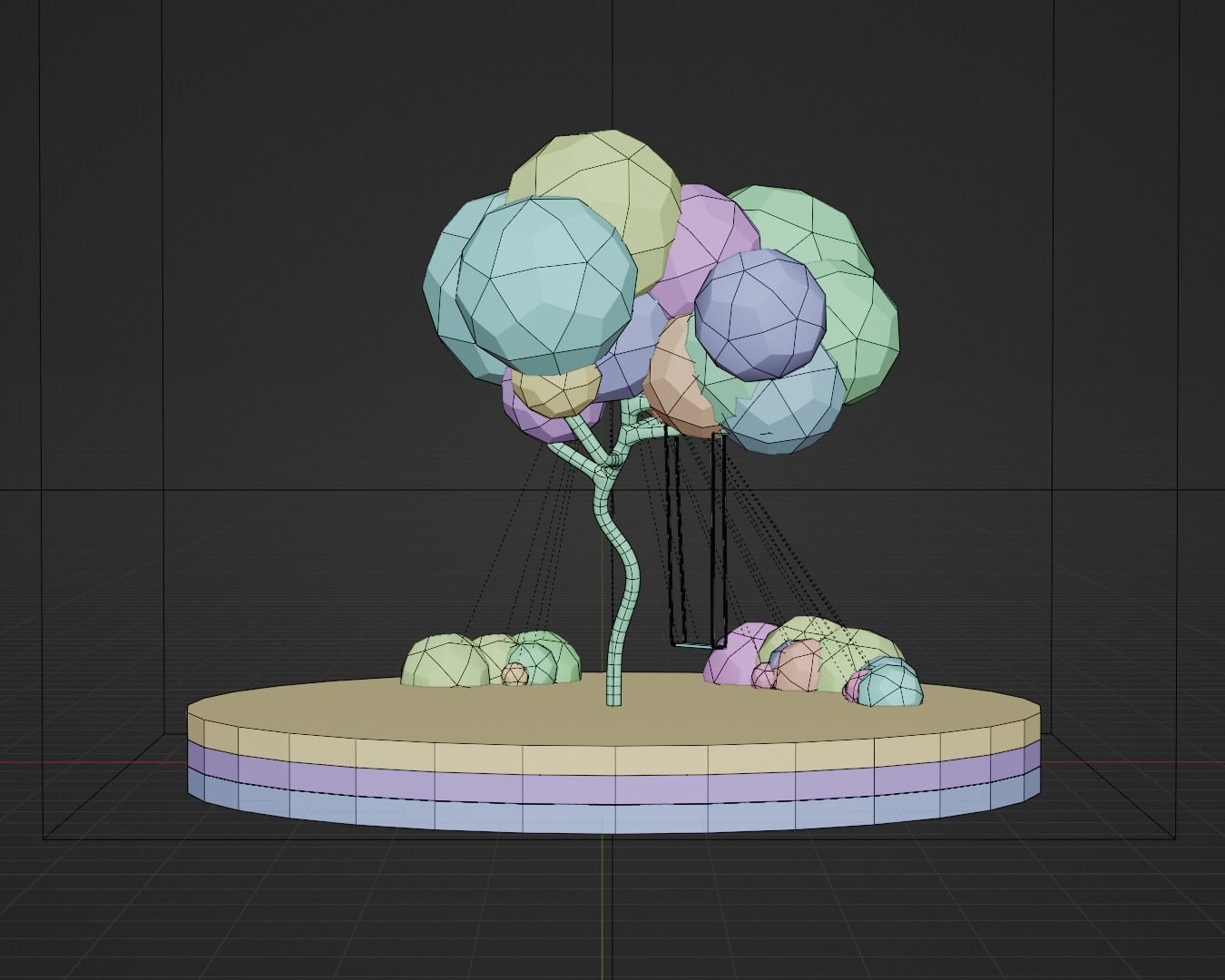 Low-Poly Tree Swing Scene Free low-poly 3D model_4