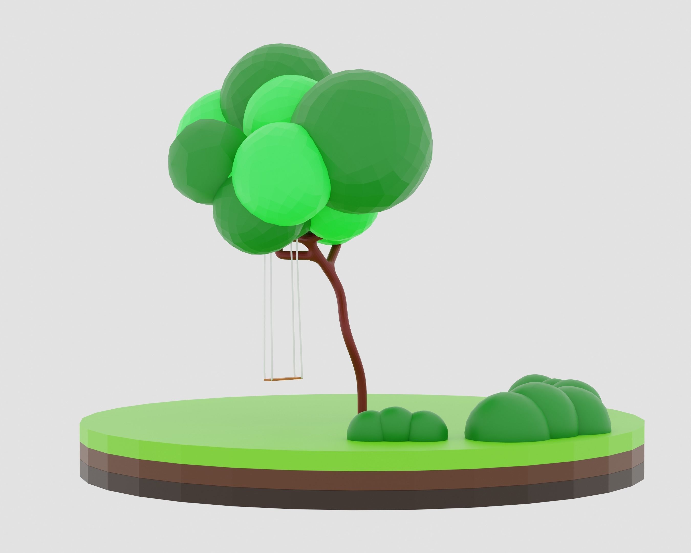 Low-Poly Tree Swing Scene Free low-poly 3D model_3
