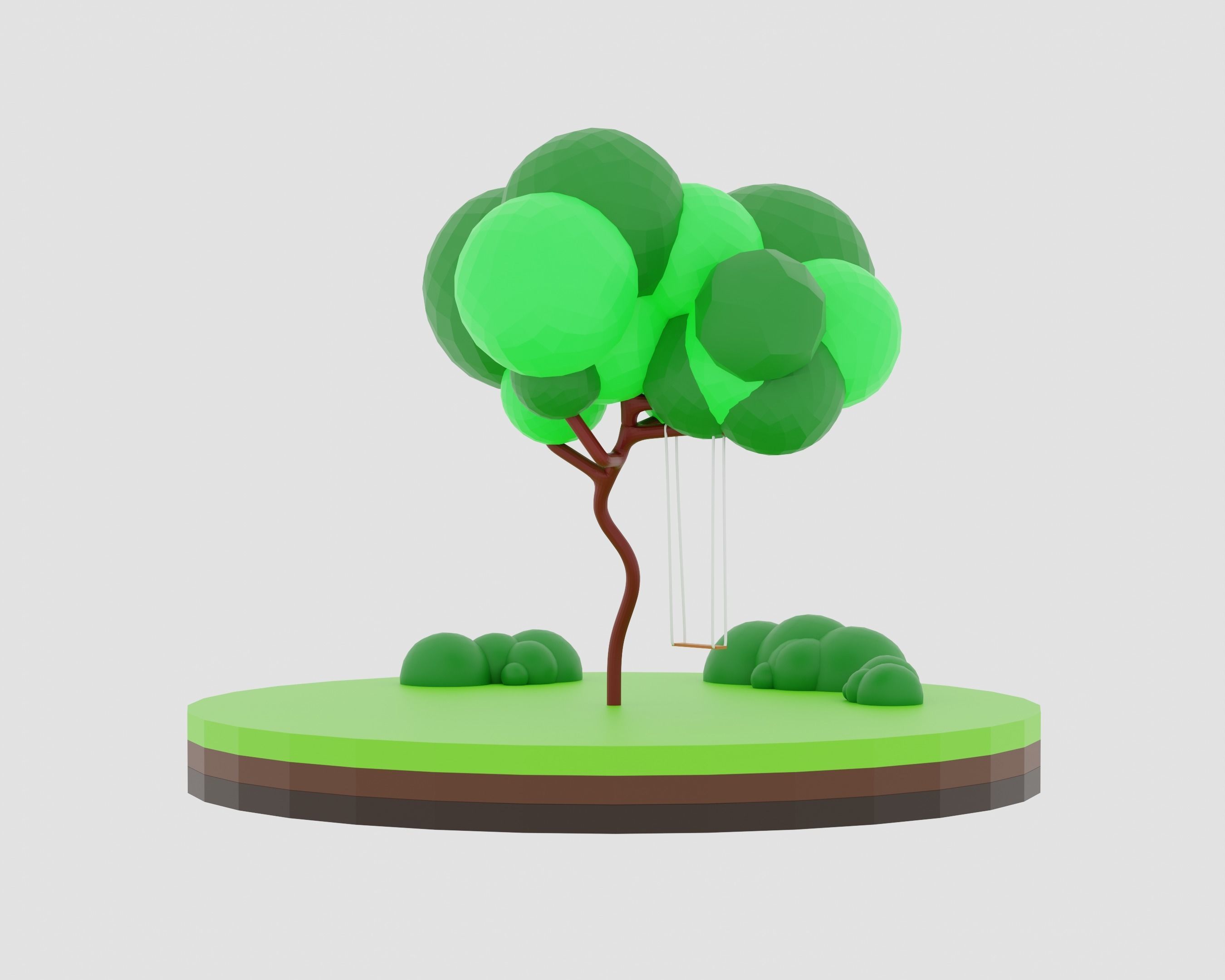 Low-Poly Tree Swing Scene Free low-poly 3D model_1