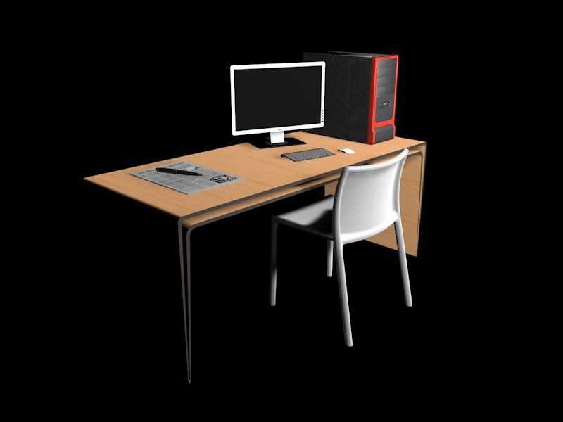 Office Desk Free 3D model_1