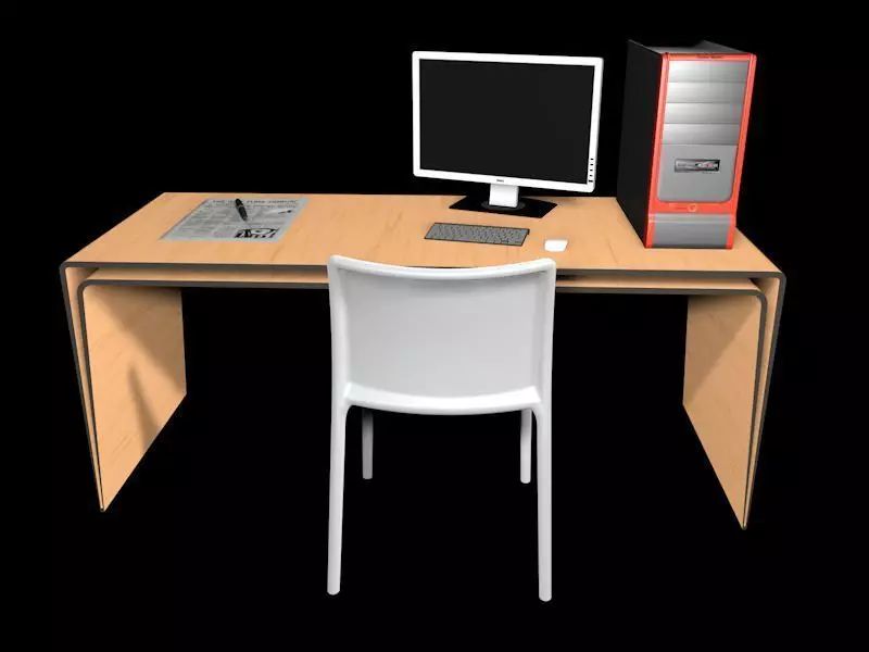 Office Desk Free 3D model_0