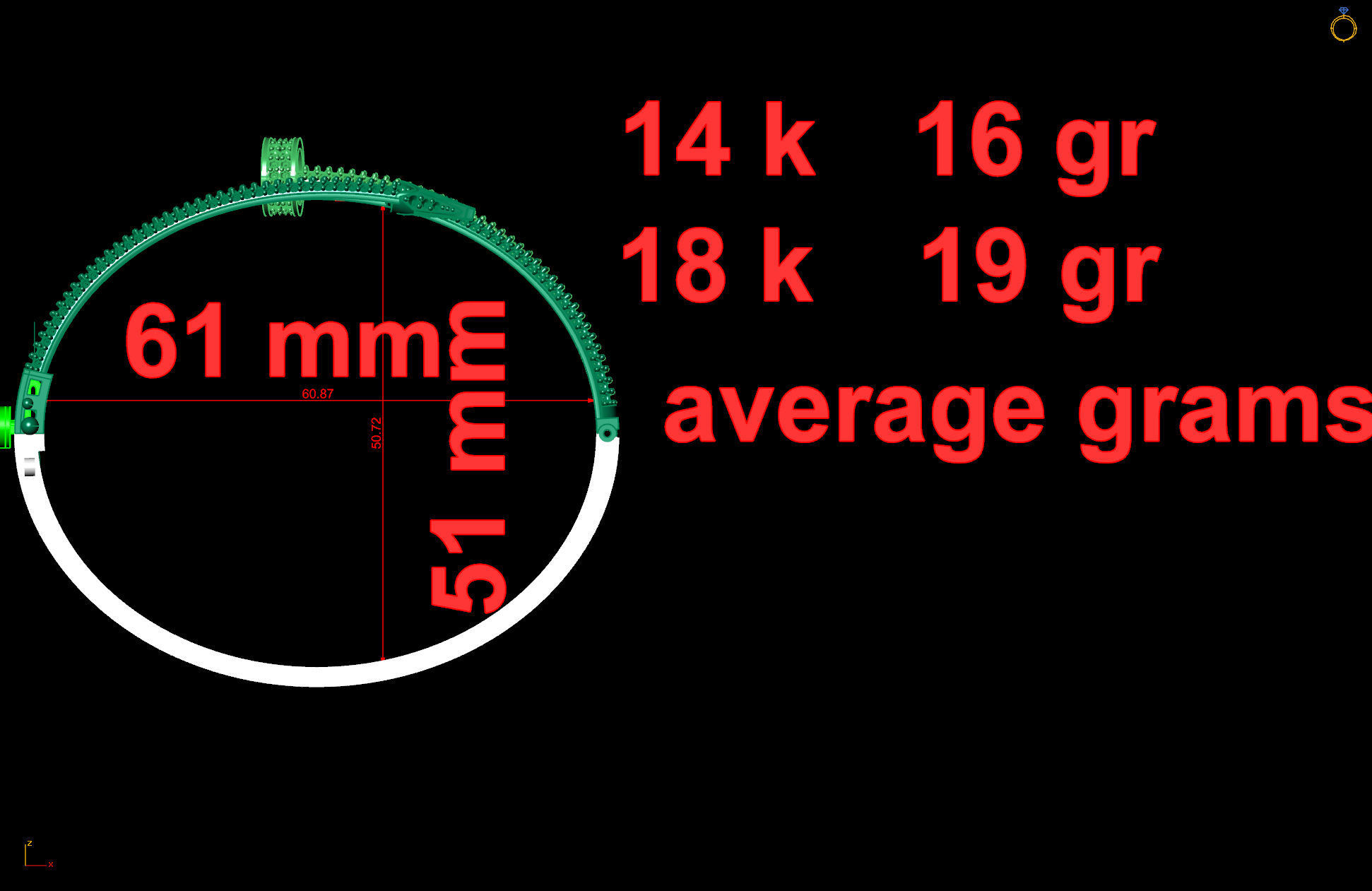carter nail tip stone desing bracelets  3D print model_5