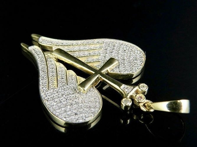 2 heart cross with diamonds pendant 3D model 3D print model
