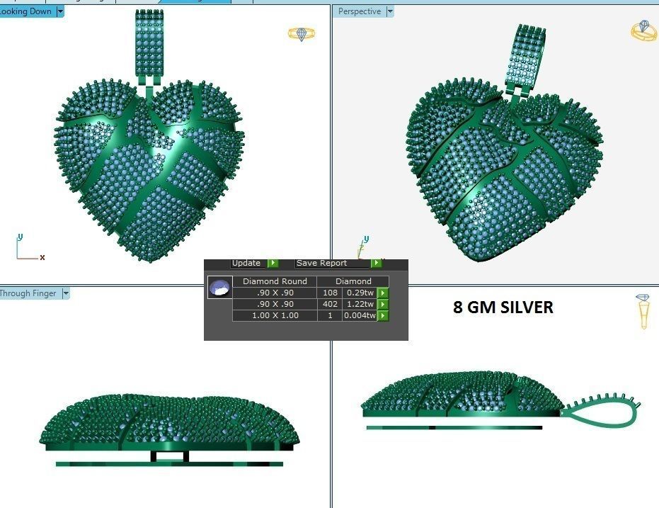 2 heart cross with diamonds pendant 3D model 3D print model_2