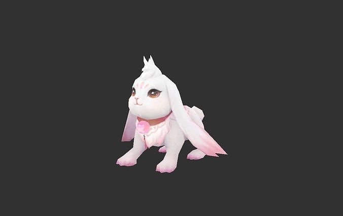 3D Cute Cats Pink Low-poly 3D model