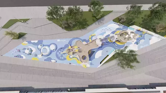 The Giraffe-themed commercial center children playground 3D model