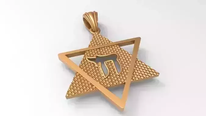 STAR OF DAVID WITH CHAI PENDANT NECKLACE CHARM JEWELRY 3D print model