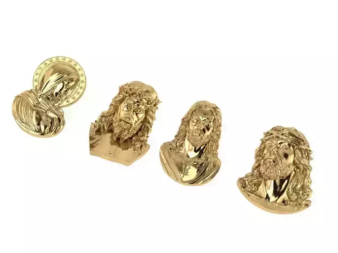 3 Types pendant Jesus and Holy Mary pendant 3d 4 model