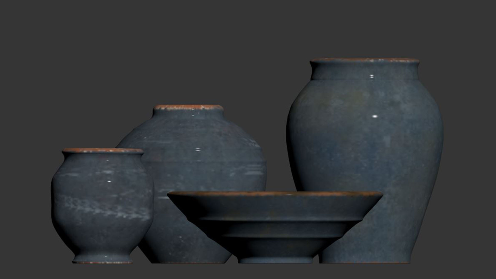 Indigo Artisan Handcrafted Ceramic Vase Collection 3D model_3