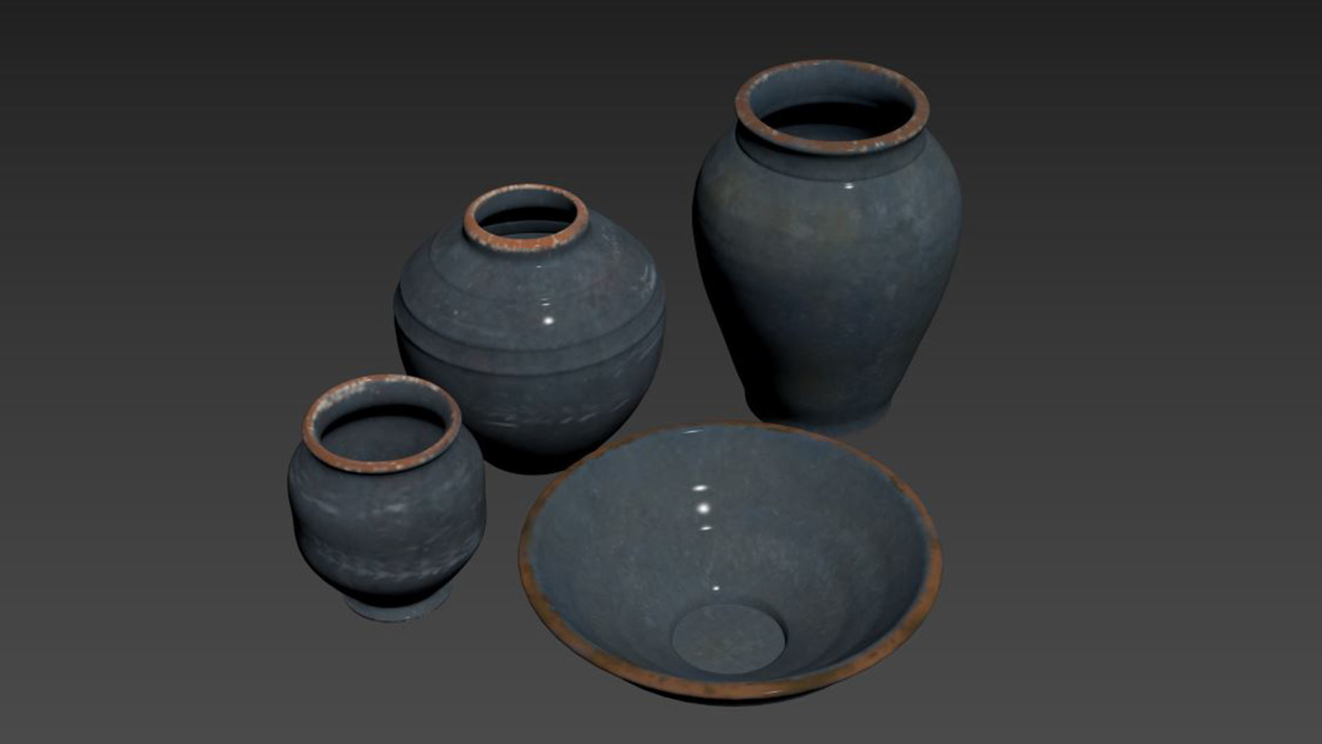 Indigo Artisan Handcrafted Ceramic Vase Collection 3D model_4