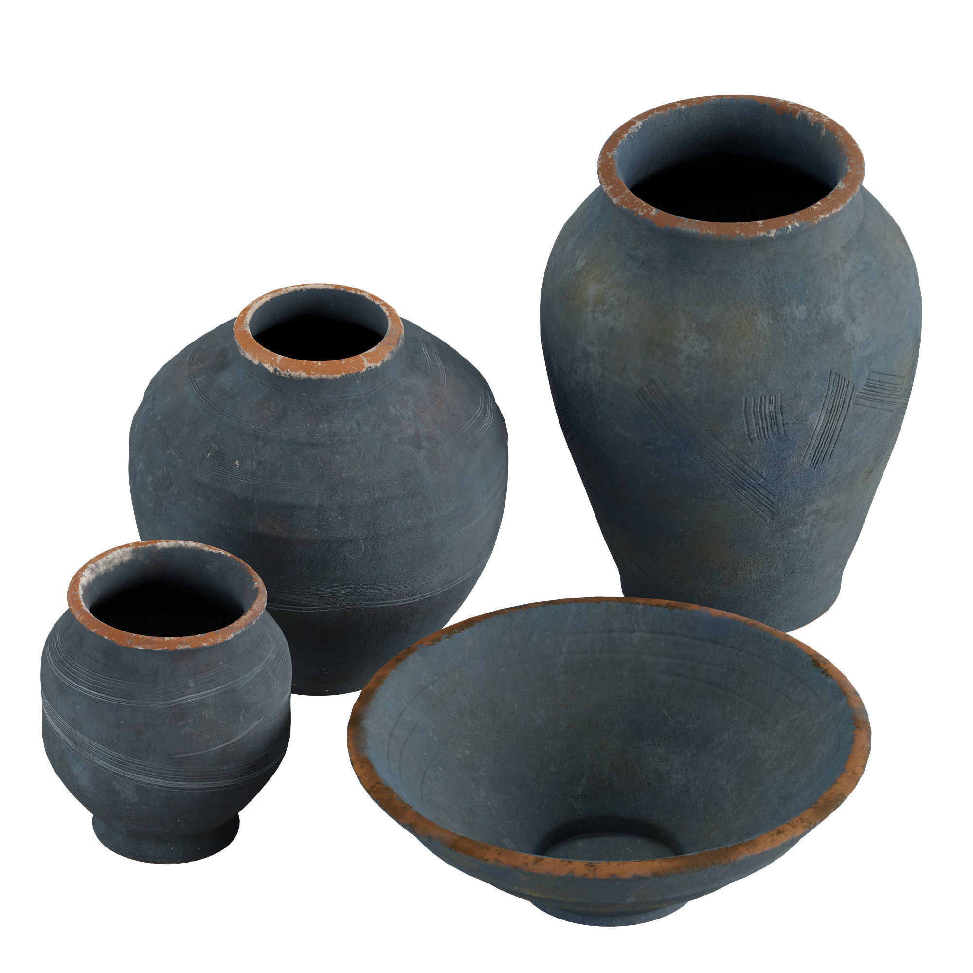 Indigo Artisan Handcrafted Ceramic Vase Collection 3D model_1