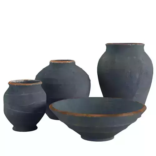 Indigo Artisan Handcrafted Ceramic Vase Collection 3D model