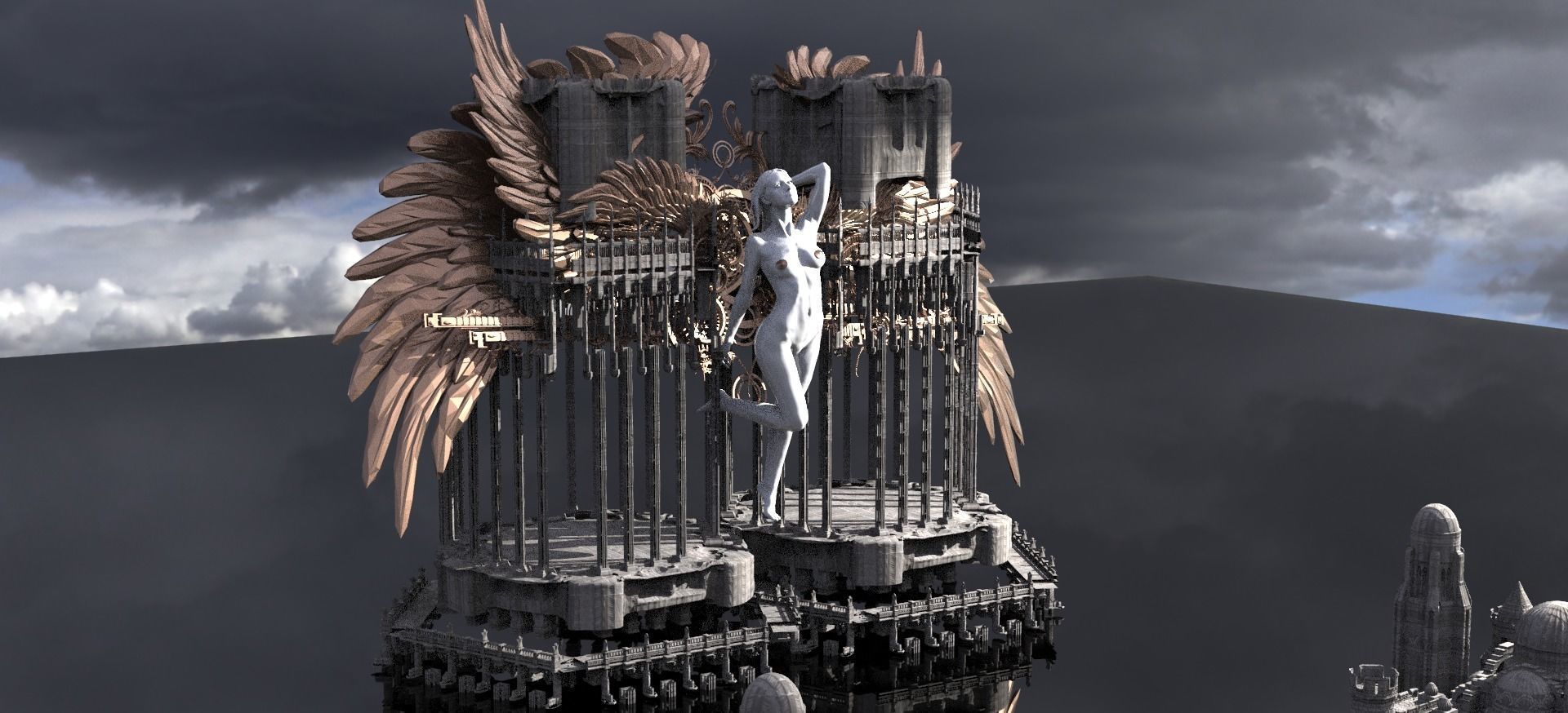 Steampunk Time Castle pillar  3D model_1