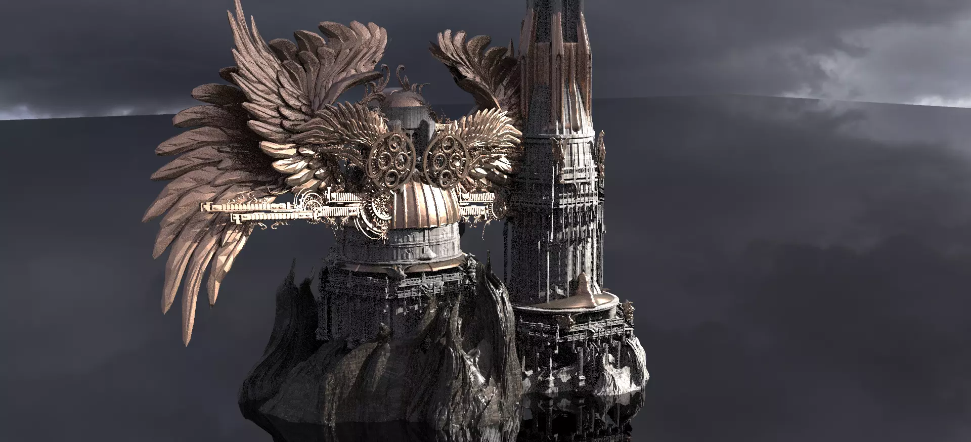 Steampunk Gears of  time tower 3D model_0