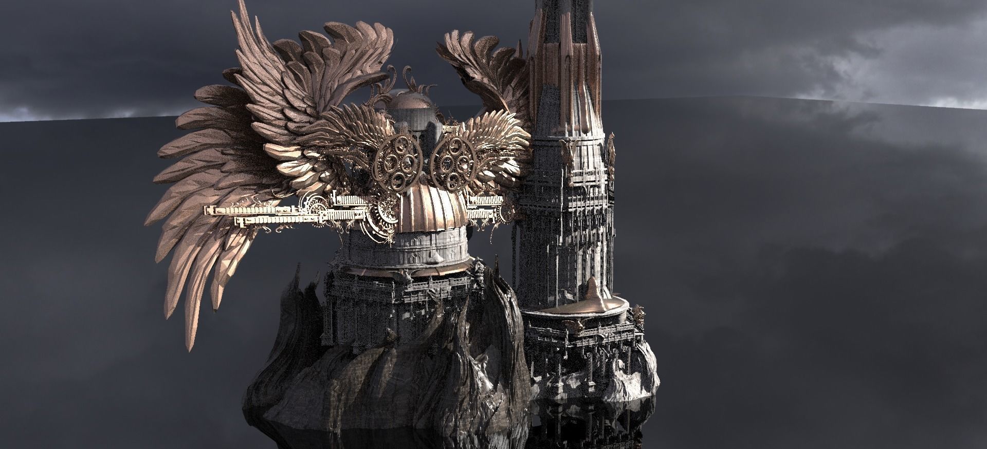 Steampunk Gears of  time tower 3D model_1