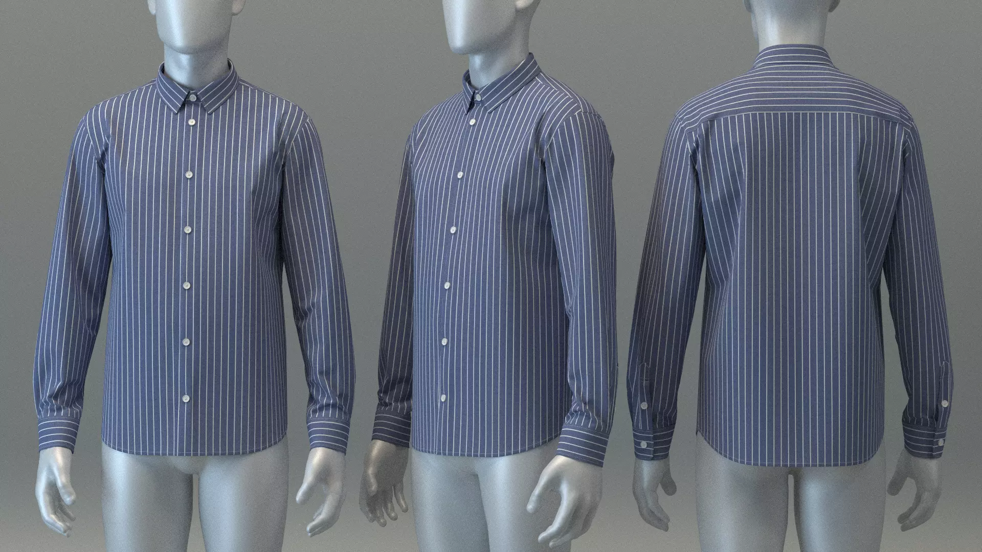 Chambray Oxford Striped Shirt 3D model