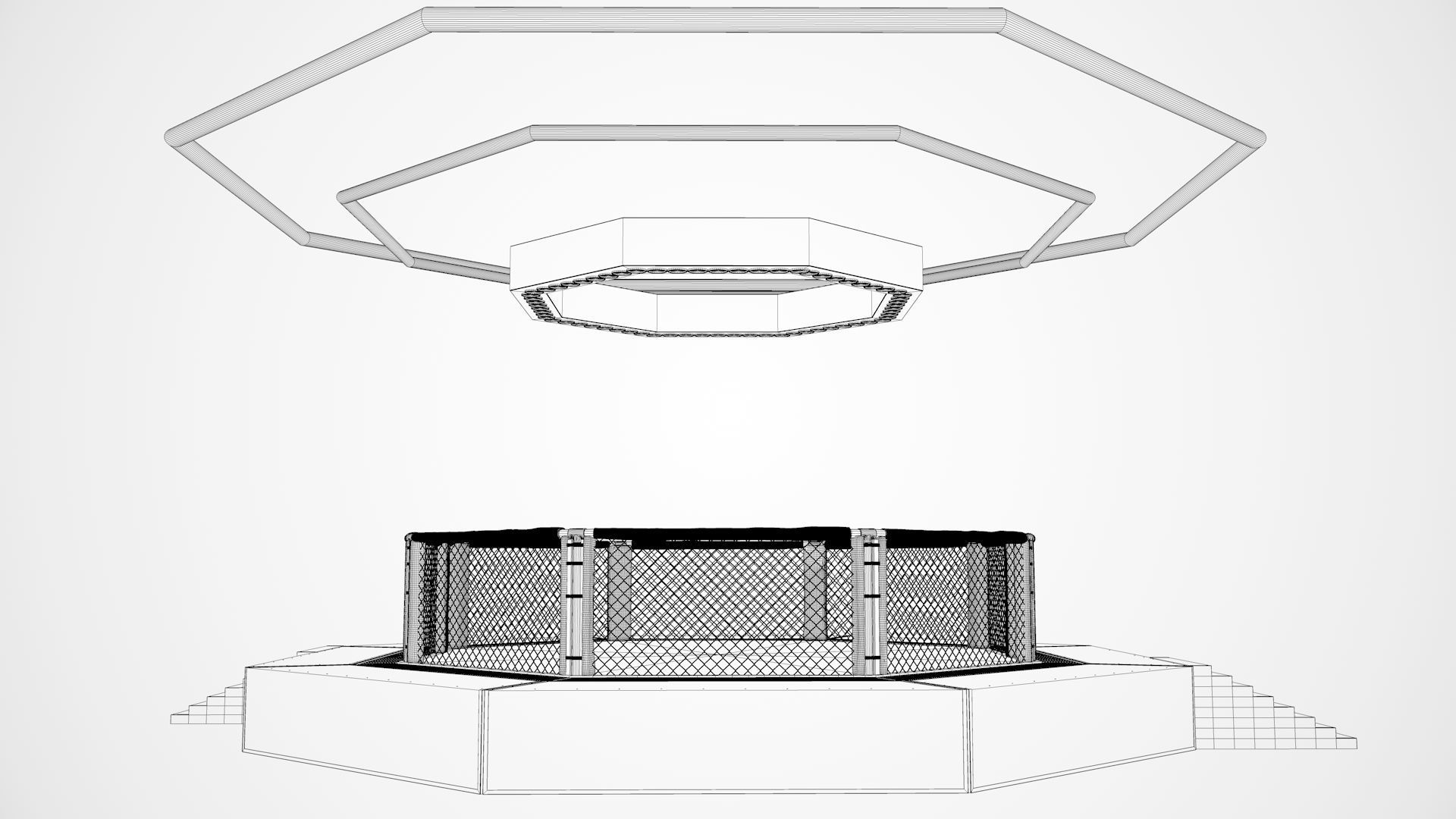 UFC MMA Ring Octogone 3D Model 3D model_7