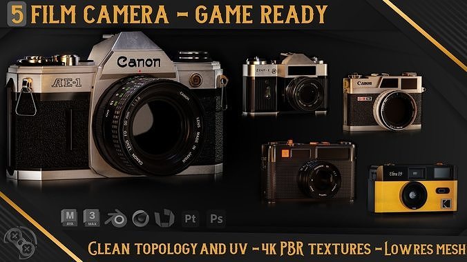 5 Film Camera - GAME READY Low-poly 3D model