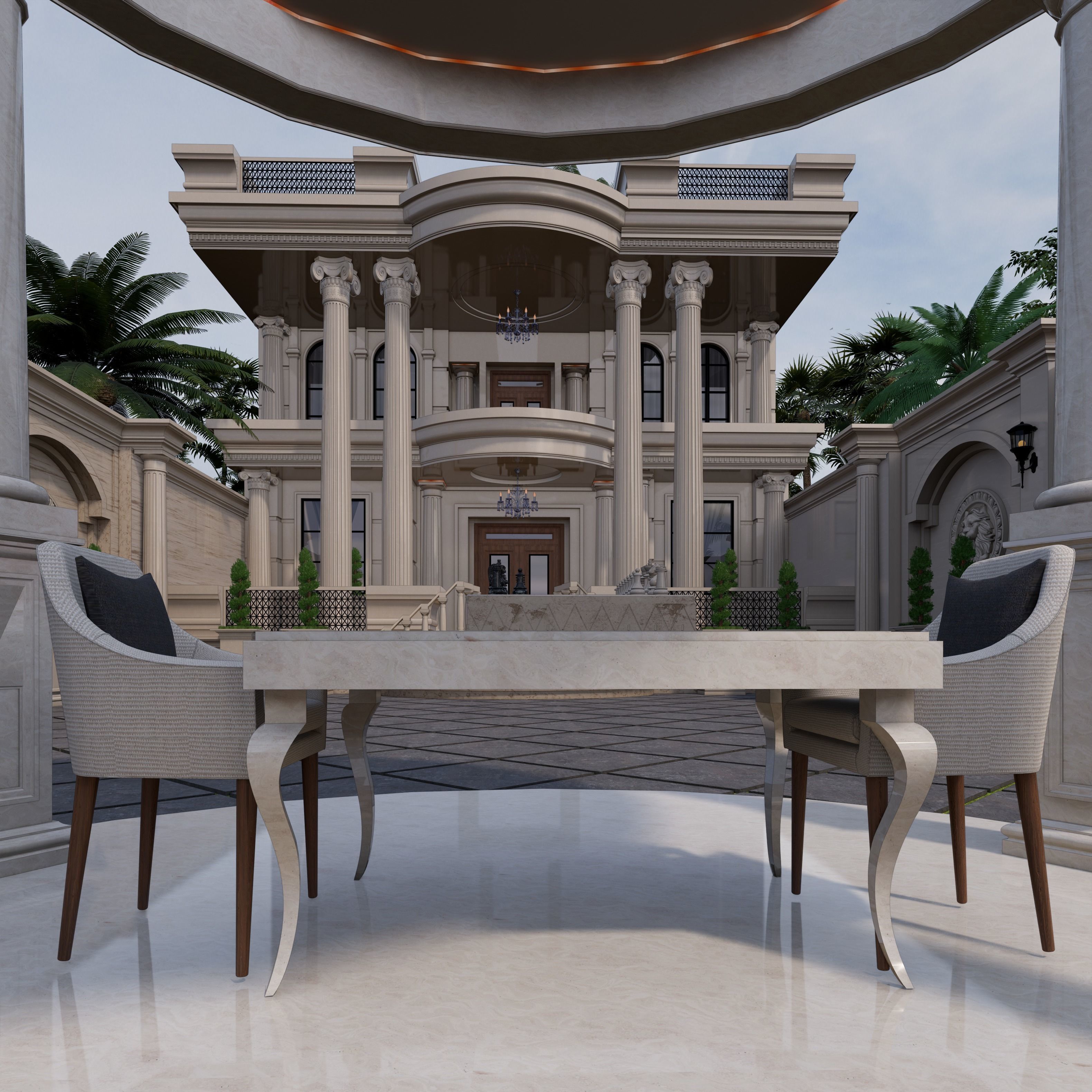 Classic villa 3D model_2