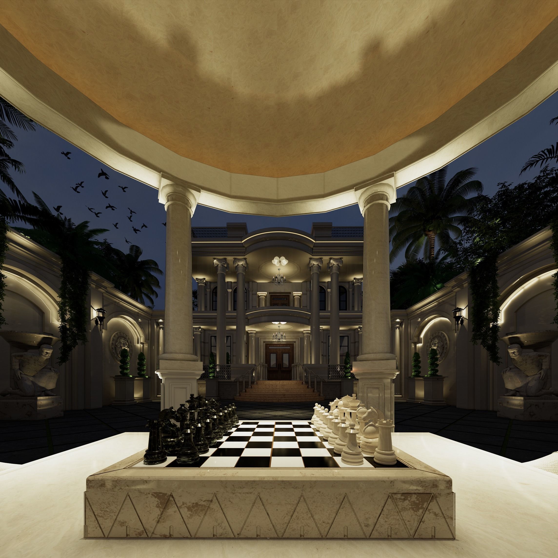 Classic villa 3D model_1