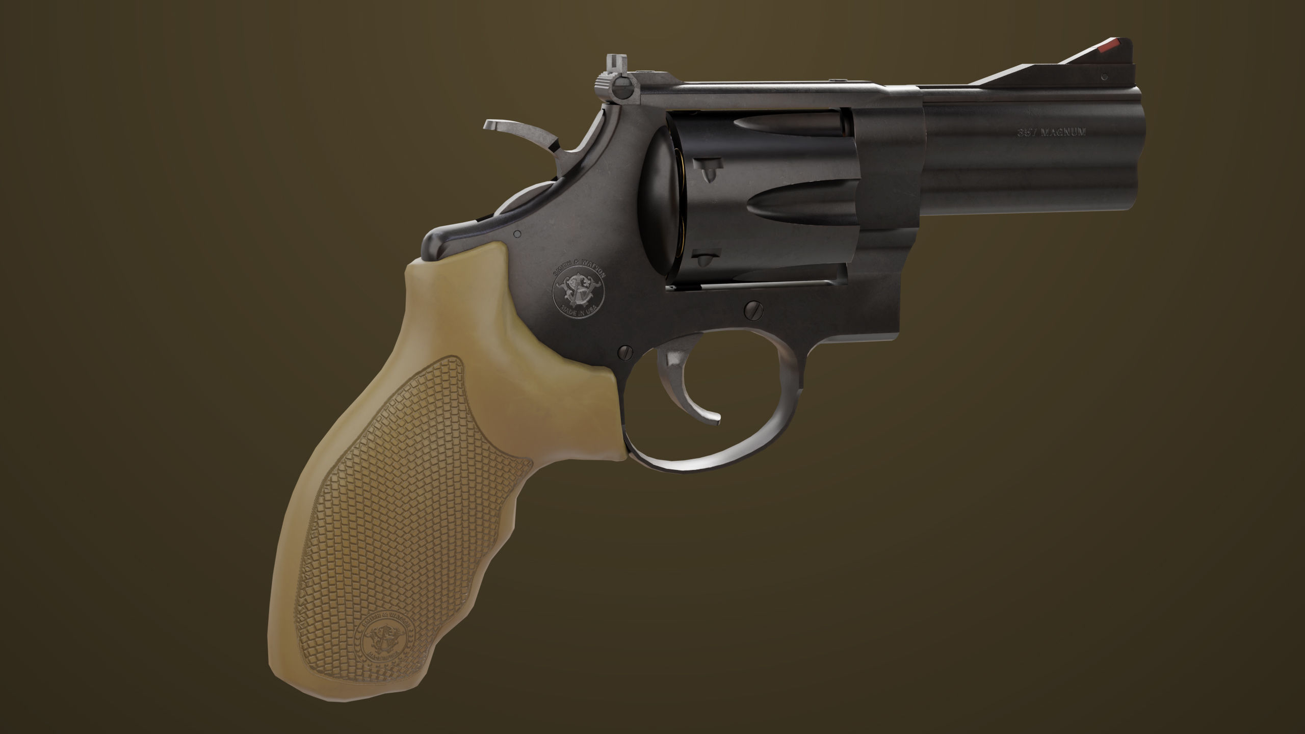 Small Revolver 06 Black Generic All PBR Unity UE Textures Low-poly 3D model_14