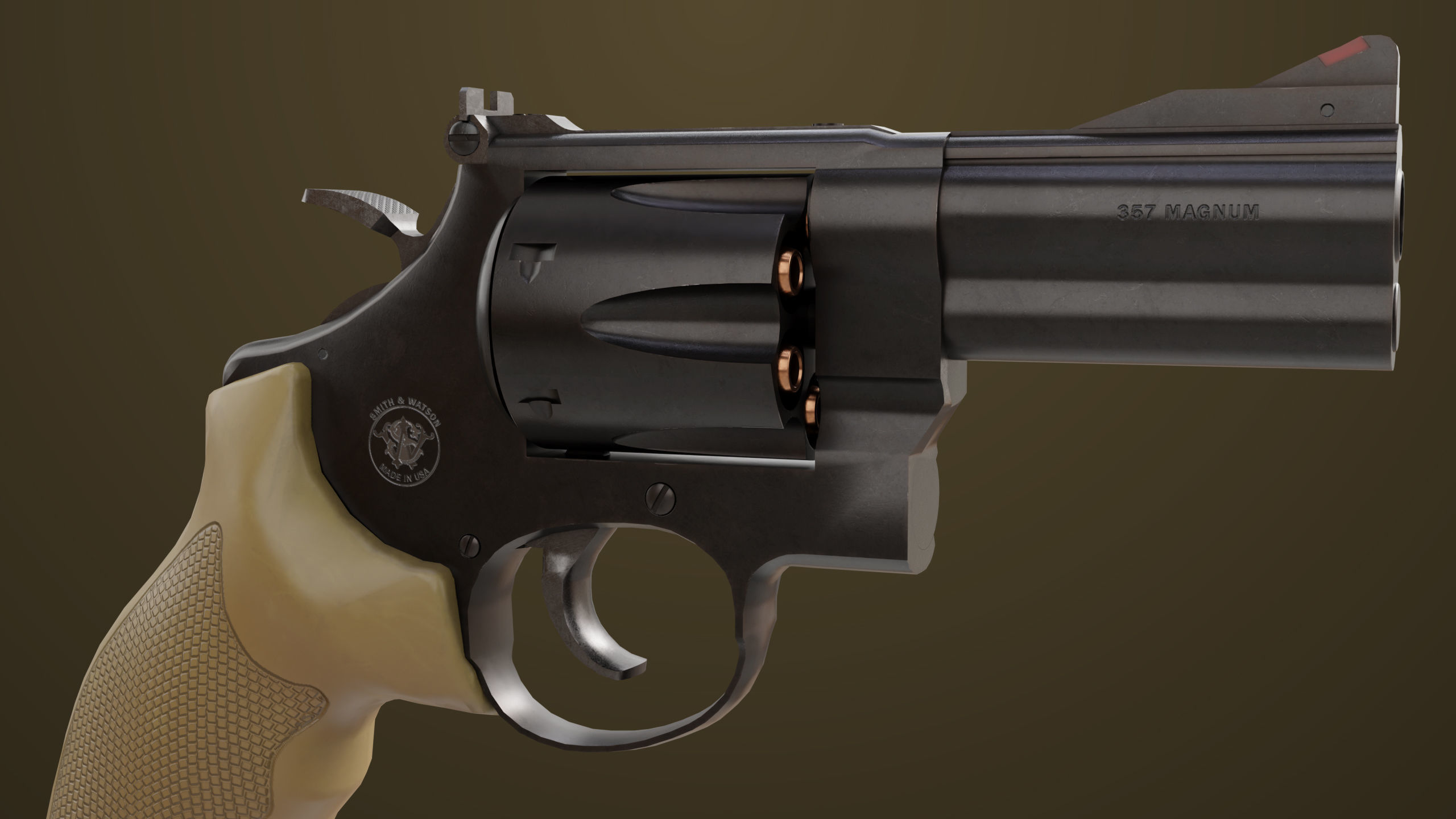 Small Revolver 06 Black Generic All PBR Unity UE Textures Low-poly 3D model_15
