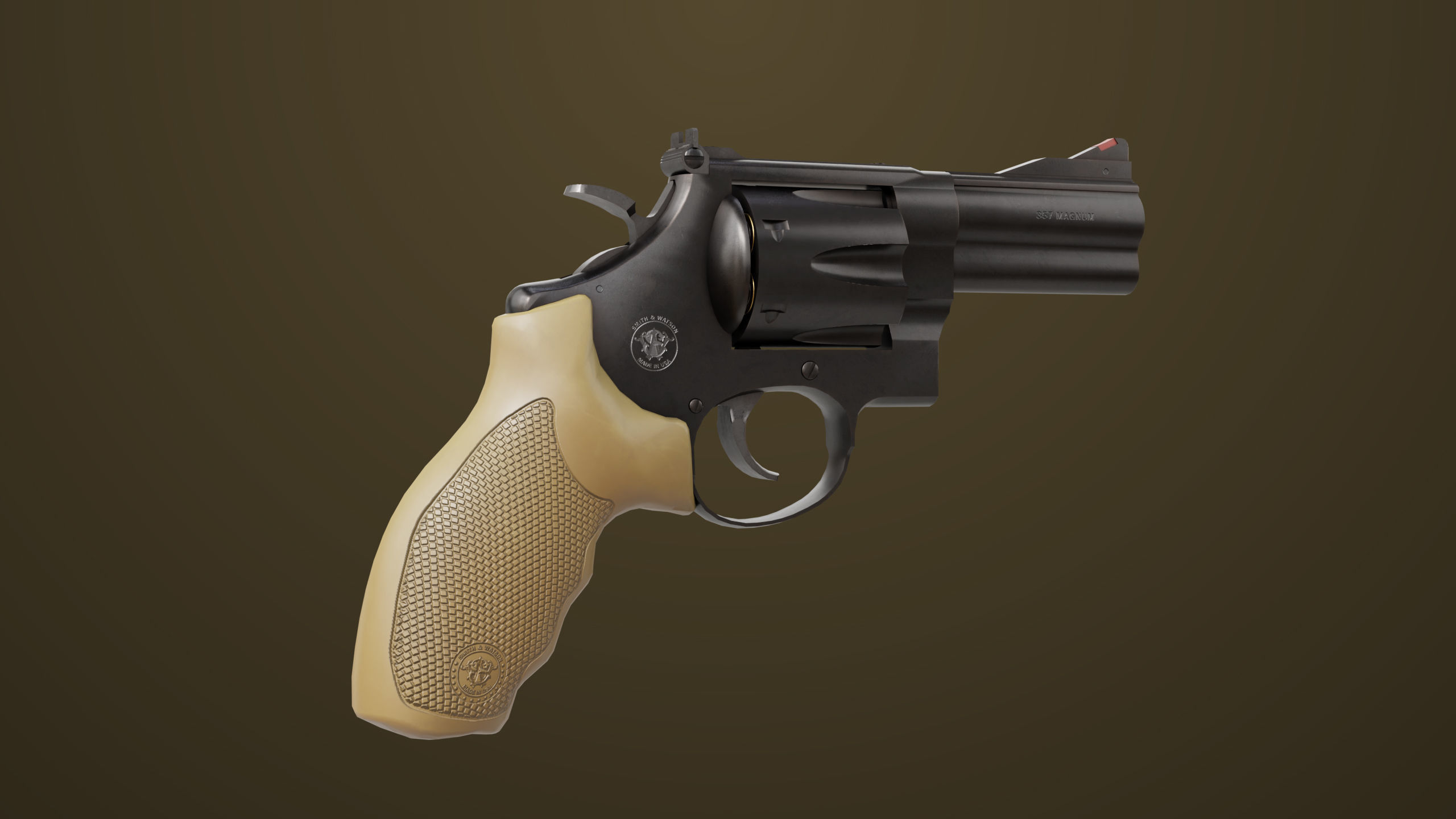 Small Revolver 06 Black Generic All PBR Unity UE Textures Low-poly 3D model_7