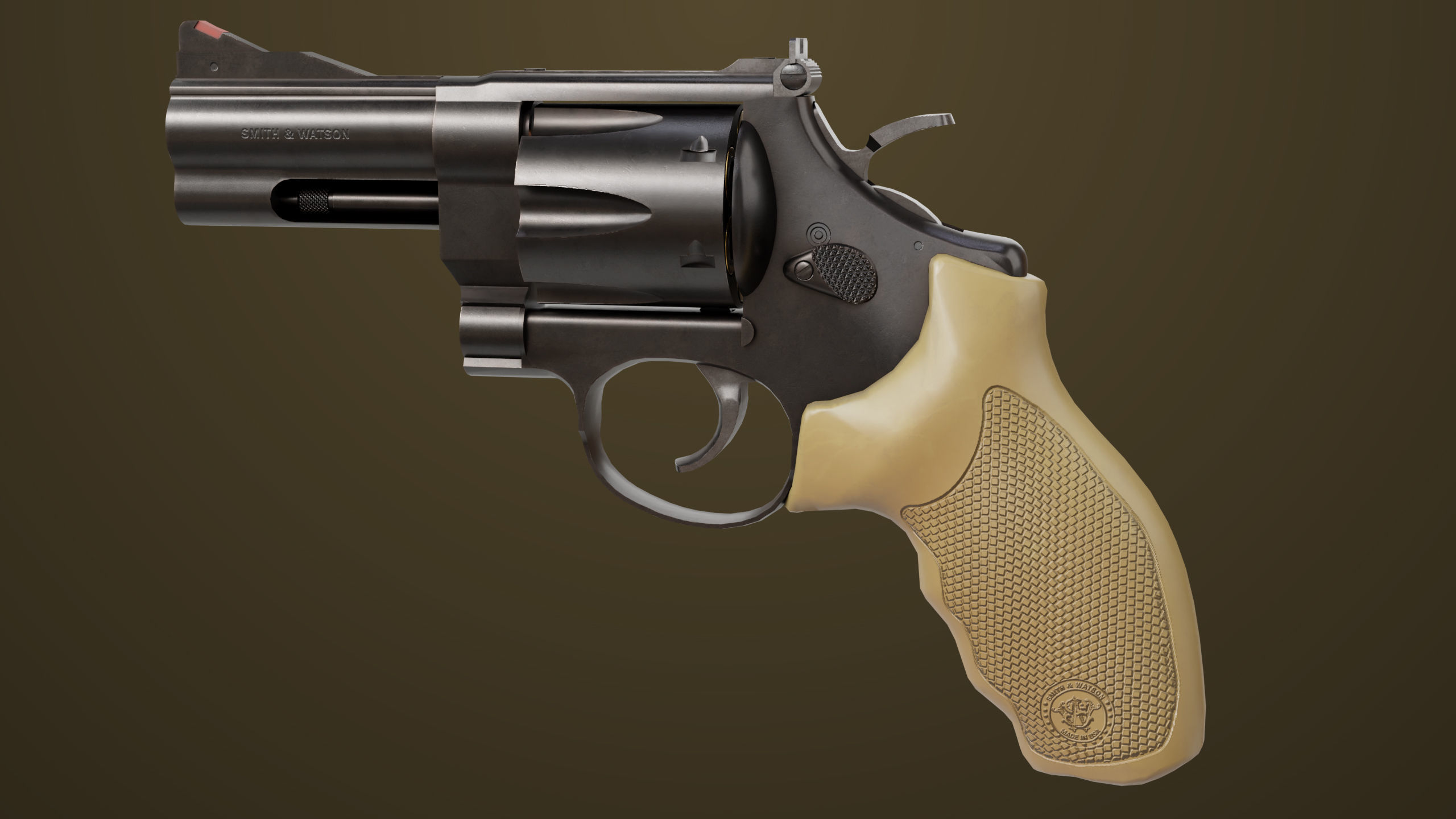 Small Revolver 06 Black Generic All PBR Unity UE Textures Low-poly 3D model_11