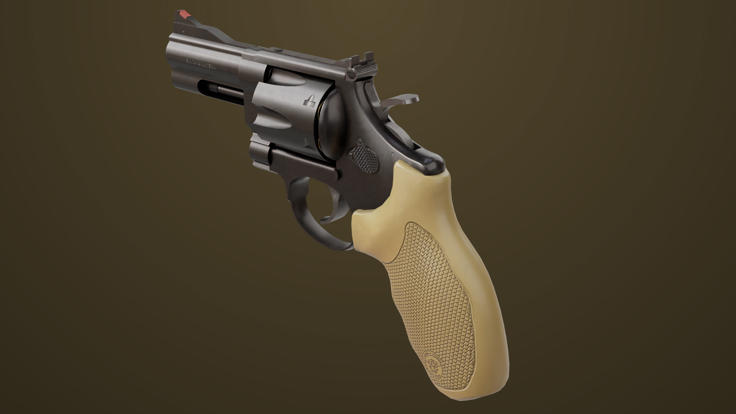 Small Revolver 06 Black Generic All PBR Unity UE Textures Low-poly 3D model_16