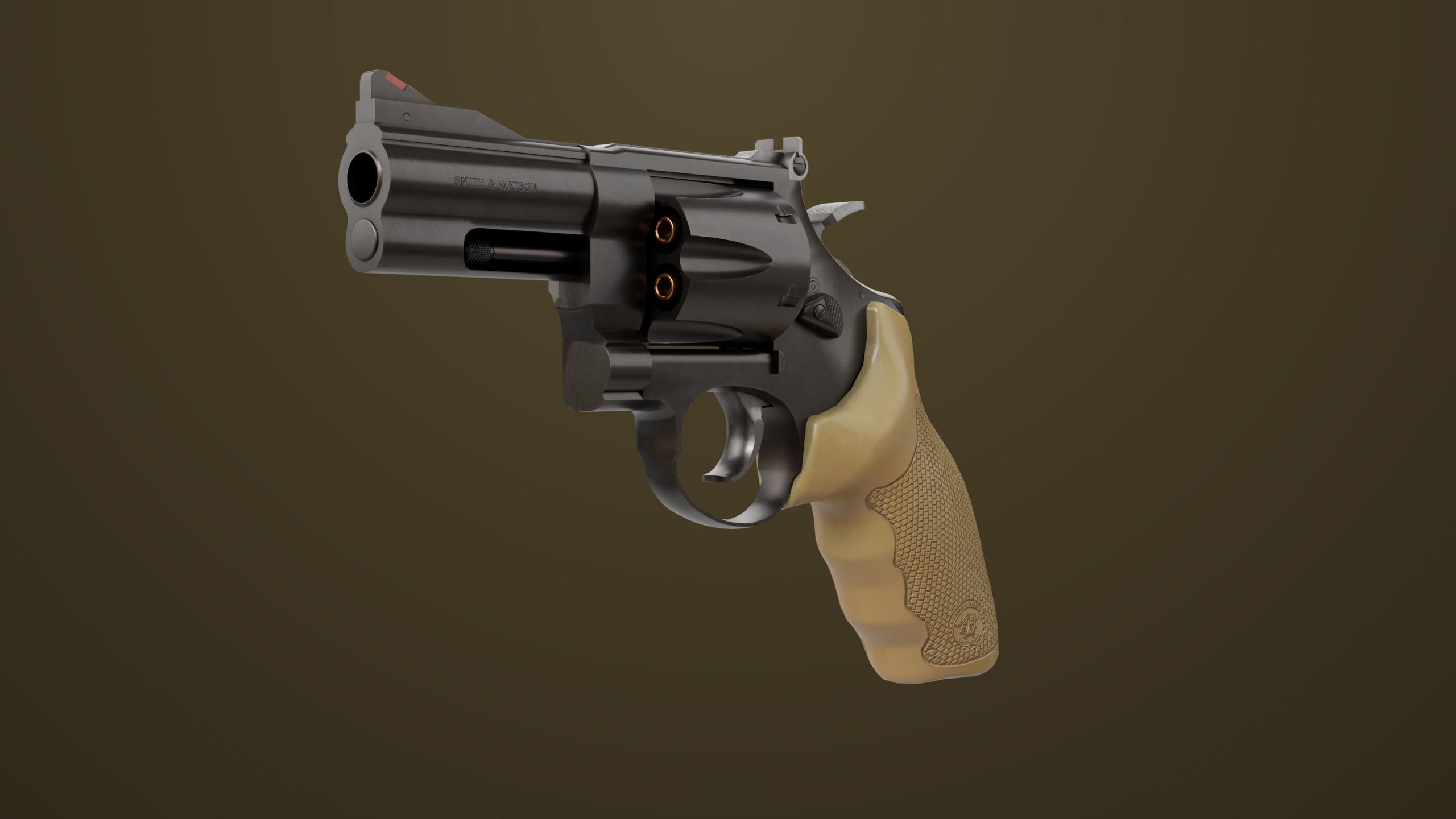 Small Revolver 06 Black Generic All PBR Unity UE Textures Low-poly 3D model_2