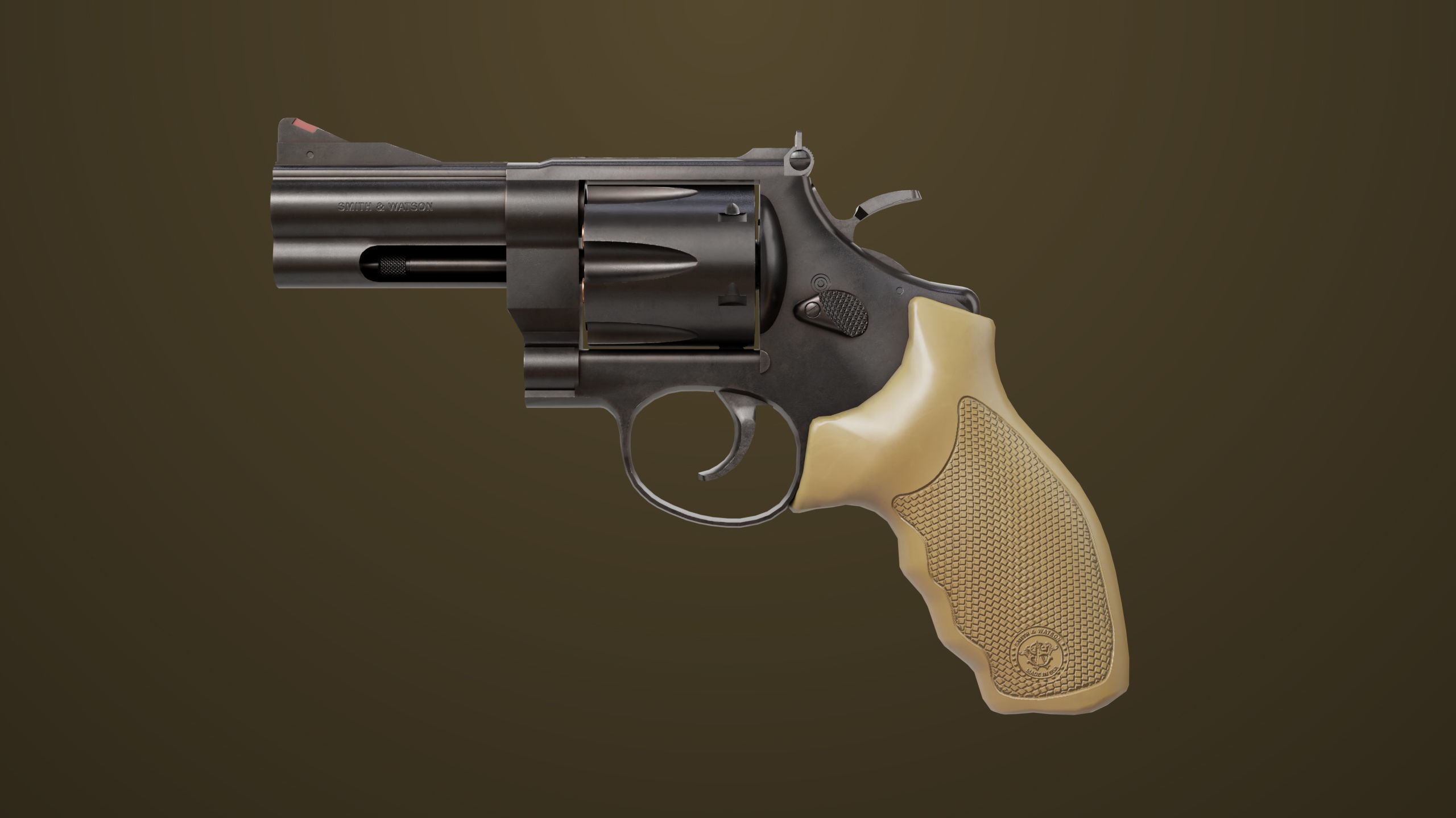 Small Revolver 06 Black Generic All PBR Unity UE Textures Low-poly 3D model_1