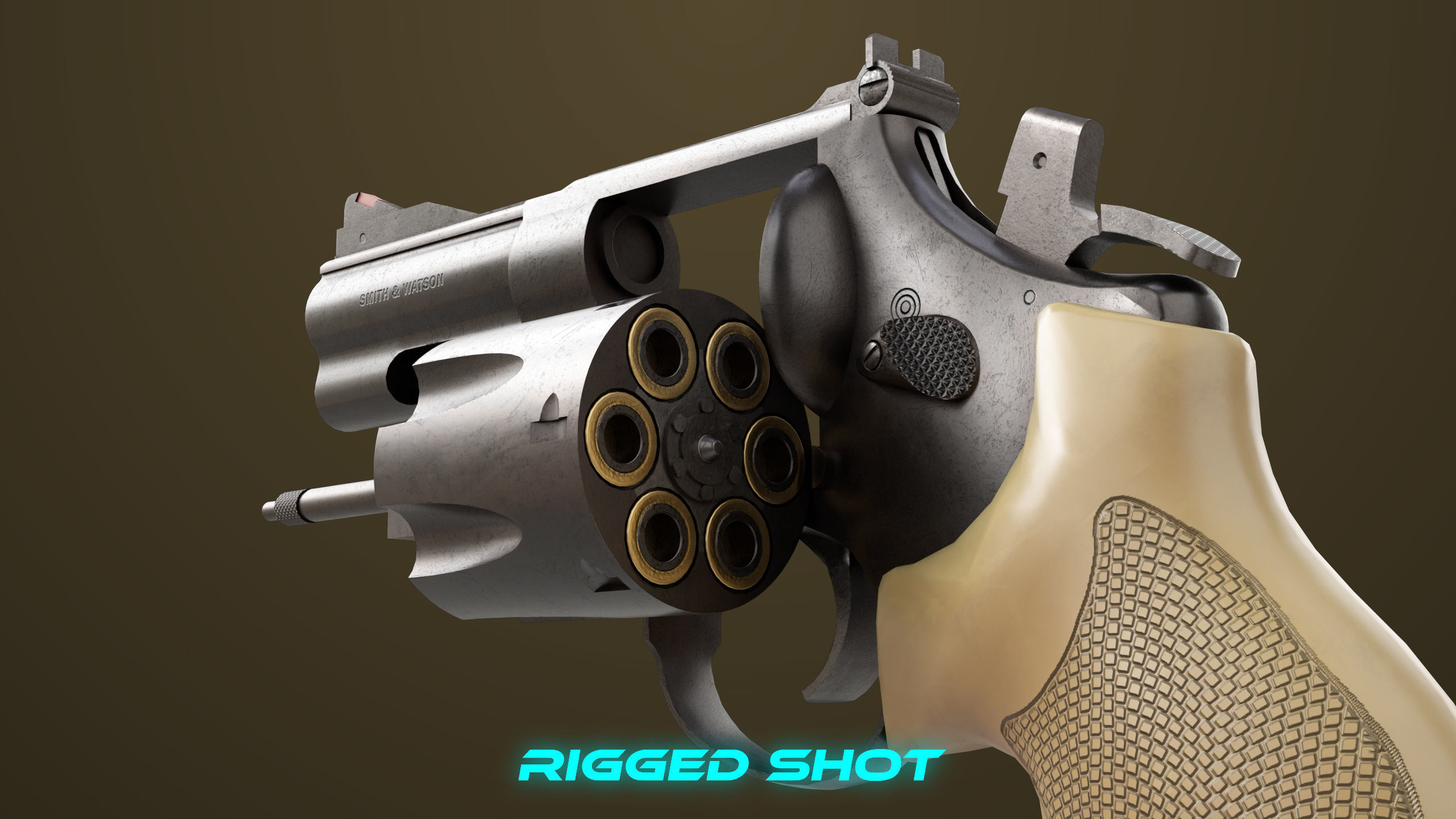 Small Revolver 06 Black Generic All PBR Unity UE Textures Low-poly 3D model_19