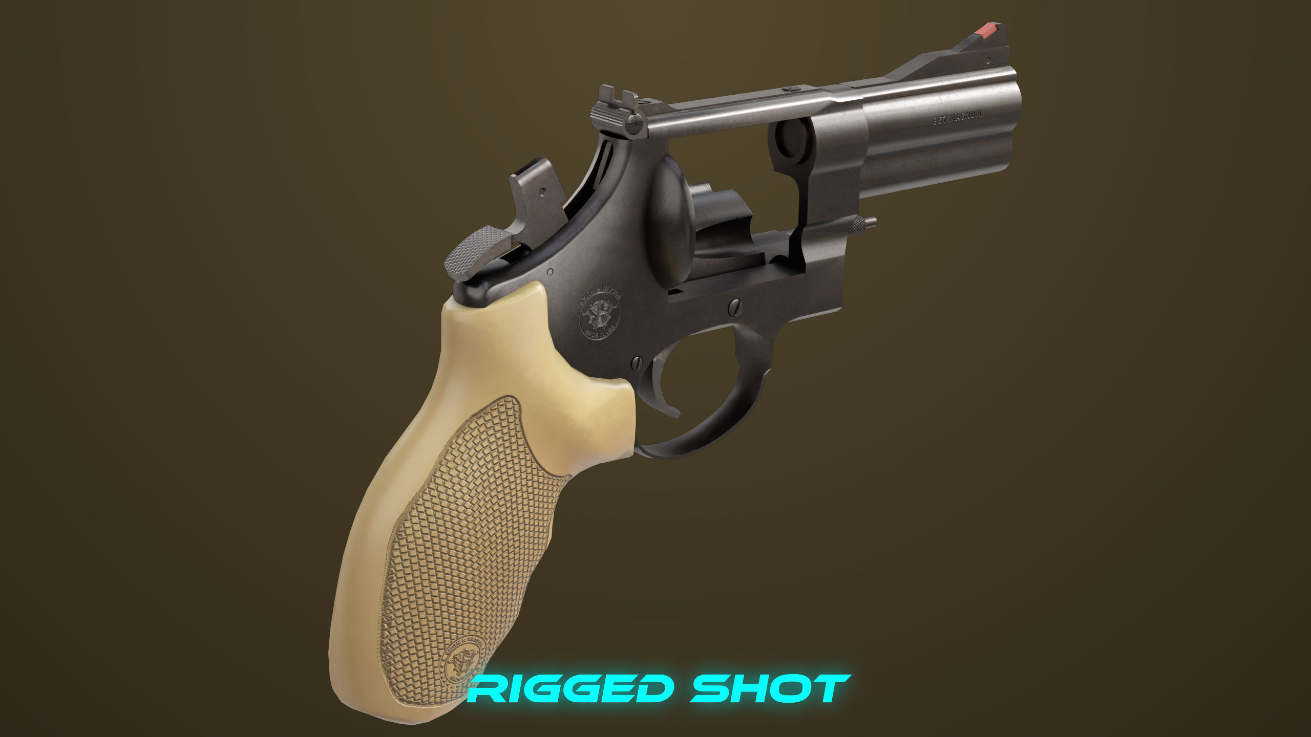Small Revolver 06 Black Generic All PBR Unity UE Textures Low-poly 3D model_17