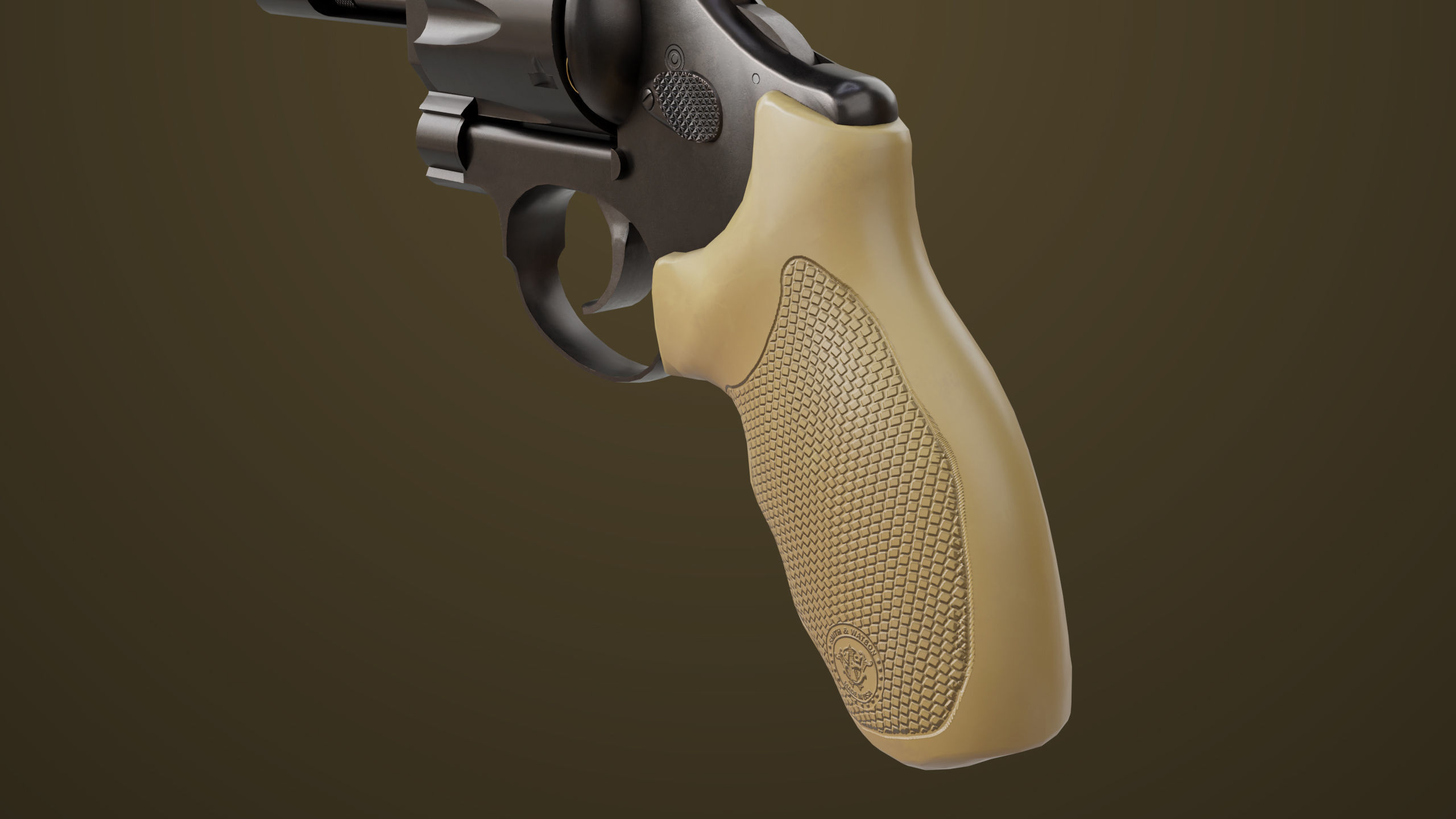 Small Revolver 06 Black Generic All PBR Unity UE Textures Low-poly 3D model_13