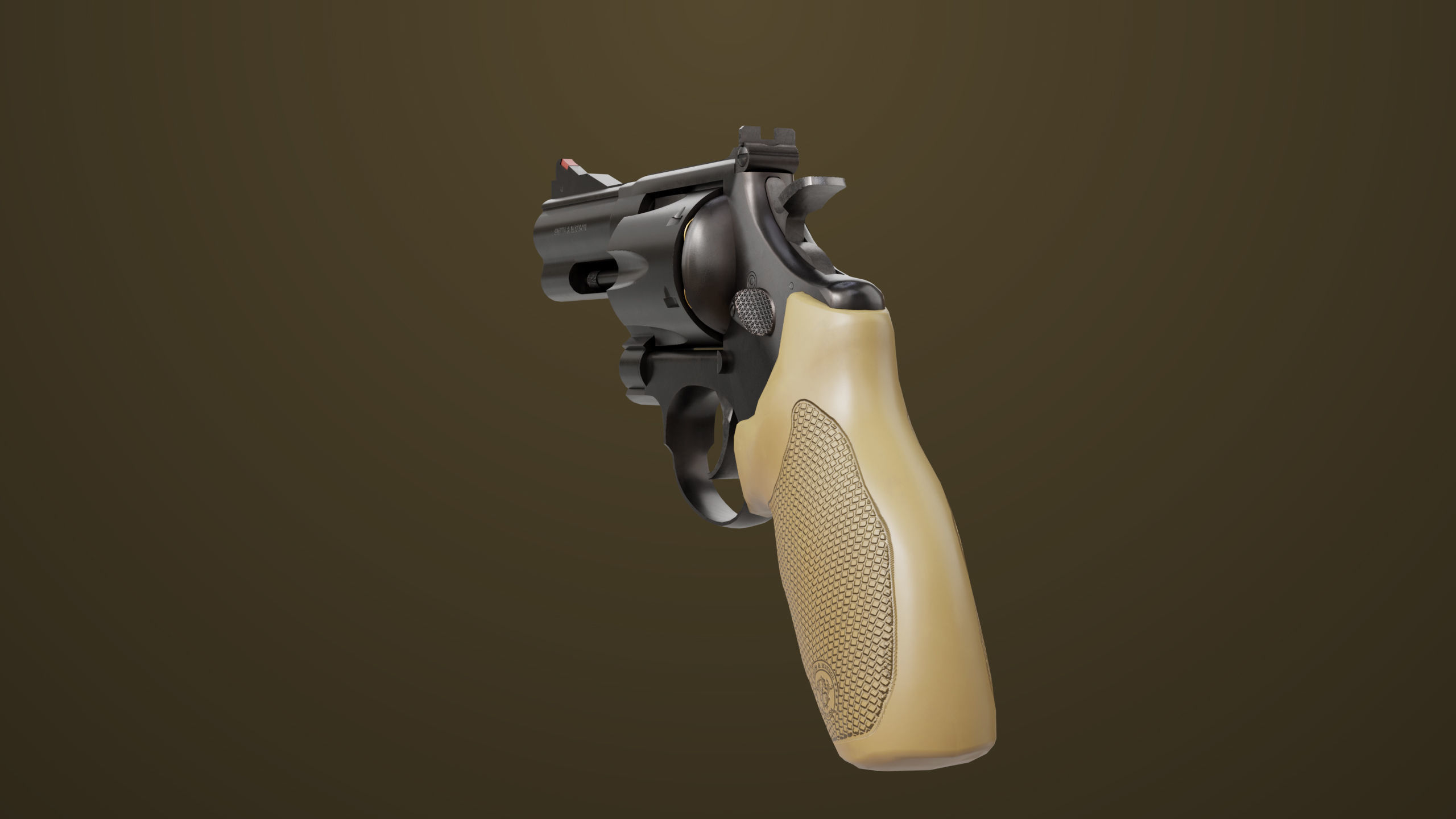 Small Revolver 06 Black Generic All PBR Unity UE Textures Low-poly 3D model_10