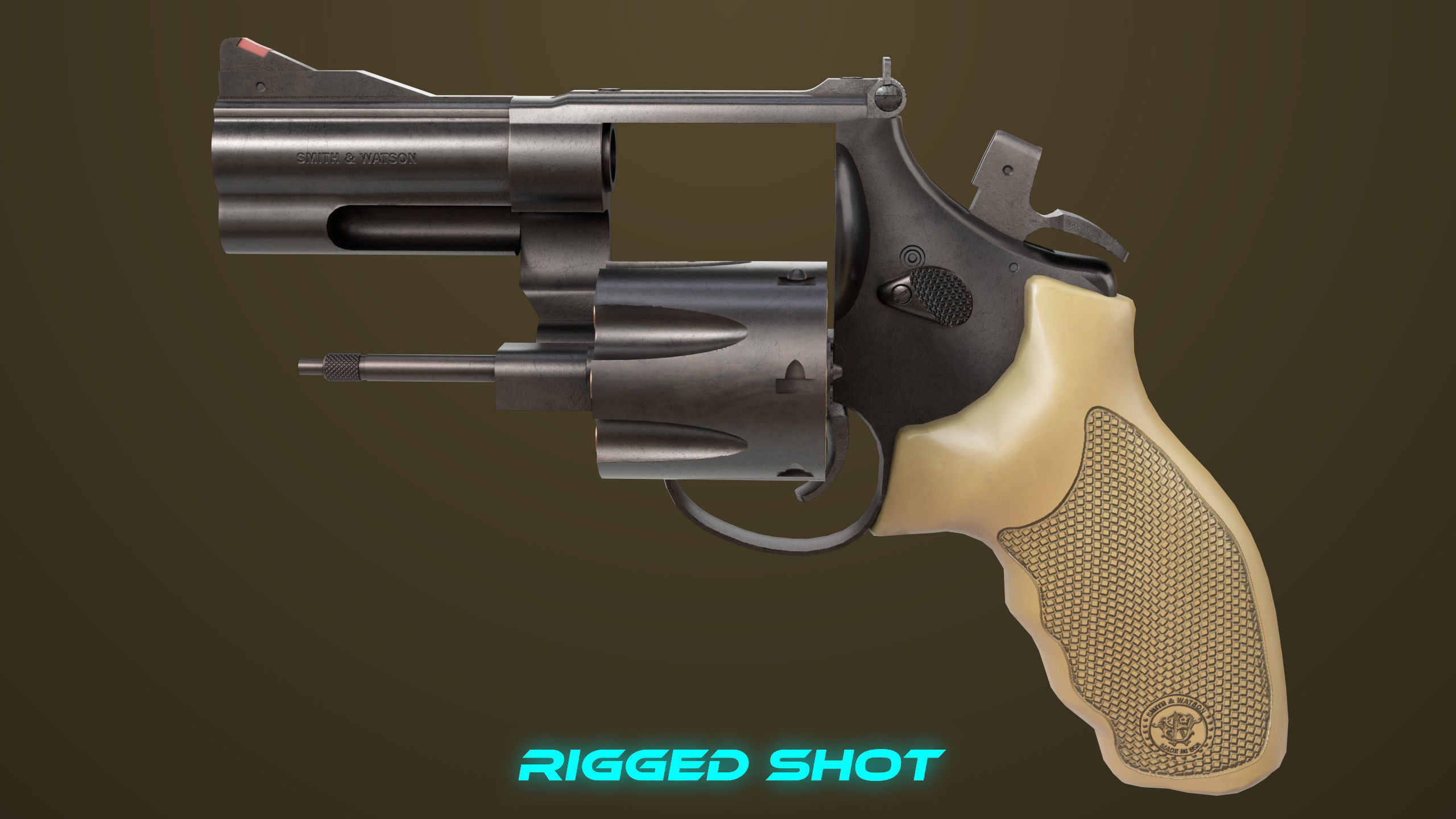 Small Revolver 06 Black Generic All PBR Unity UE Textures Low-poly 3D model_5