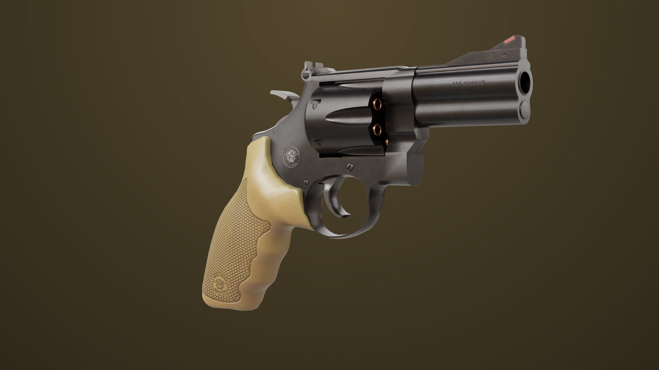 Small Revolver 06 Black Generic All PBR Unity UE Textures Low-poly 3D model_6