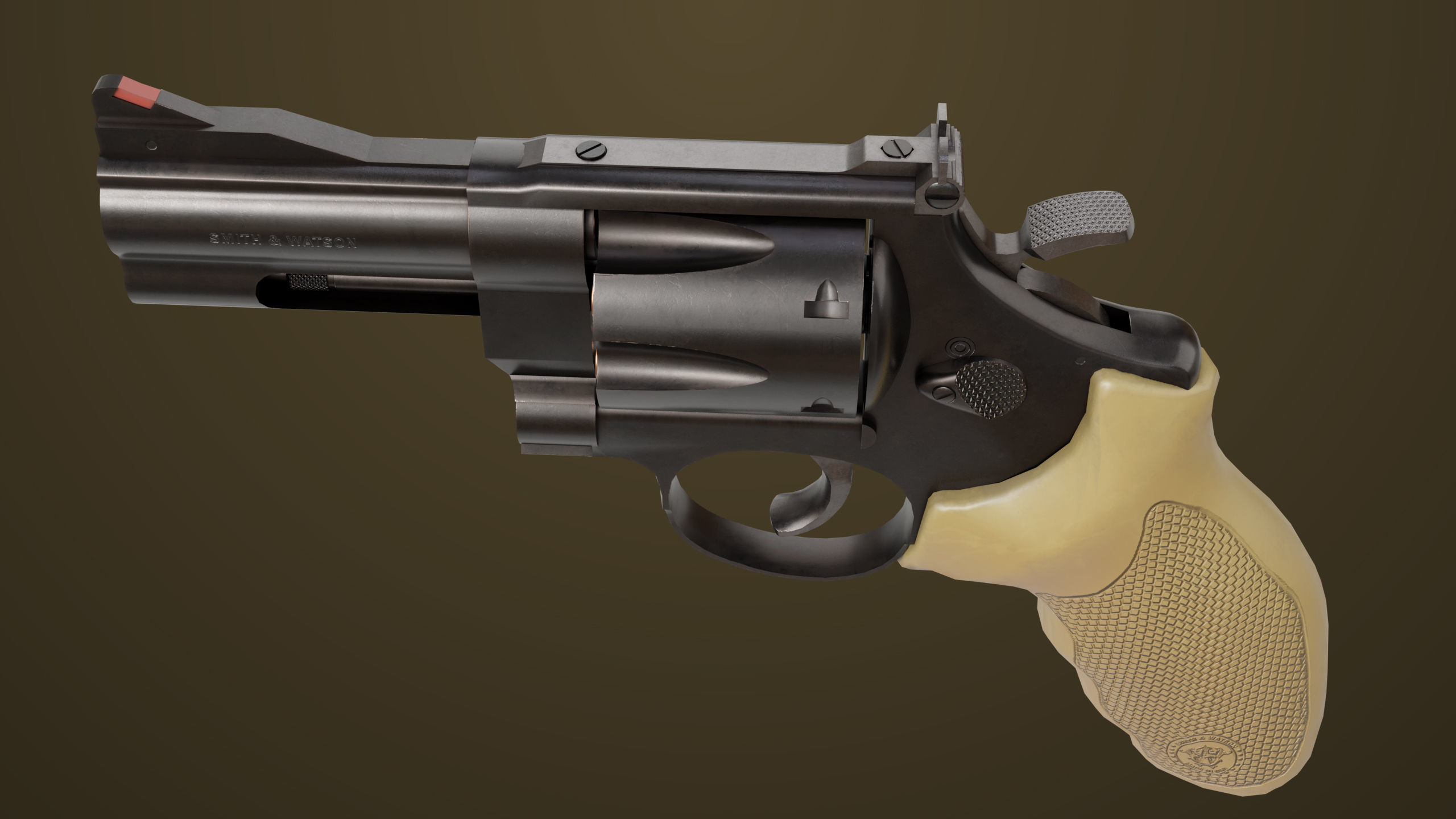 Small Revolver 06 Black Generic All PBR Unity UE Textures Low-poly 3D model_12